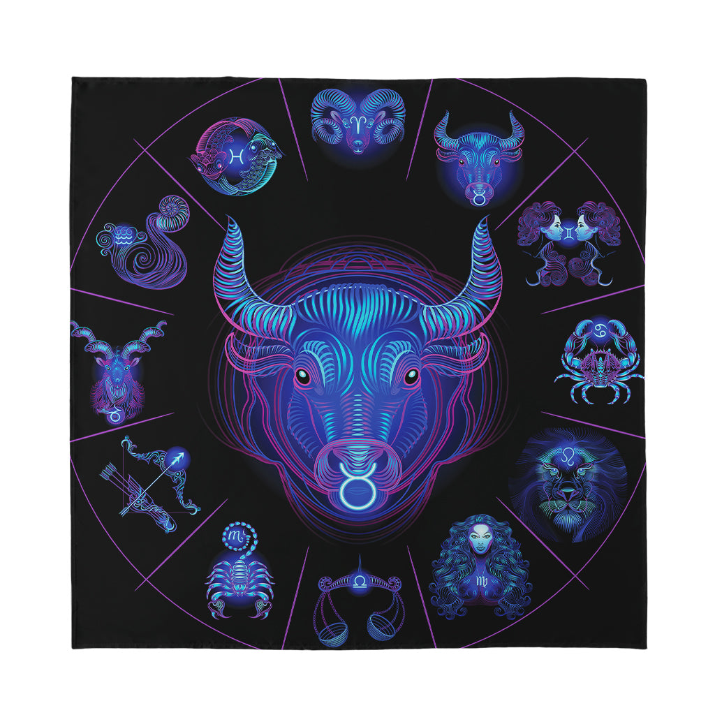 Taurus And Astrological Signs Print Silk Bandana