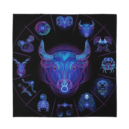 Taurus And Astrological Signs Print Silk Bandana