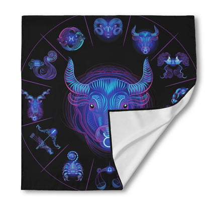 Taurus And Astrological Signs Print Silk Bandana