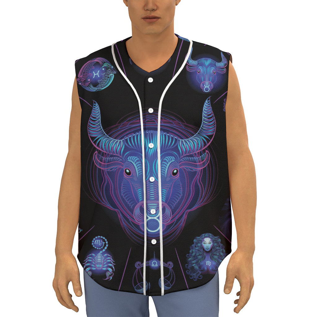 Taurus And Astrological Signs Print Sleeveless Baseball Jersey