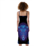 Taurus And Astrological Signs Print Slim Fit Midi Cami Dress