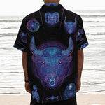 Taurus And Astrological Signs Print Textured Short Sleeve Shirt