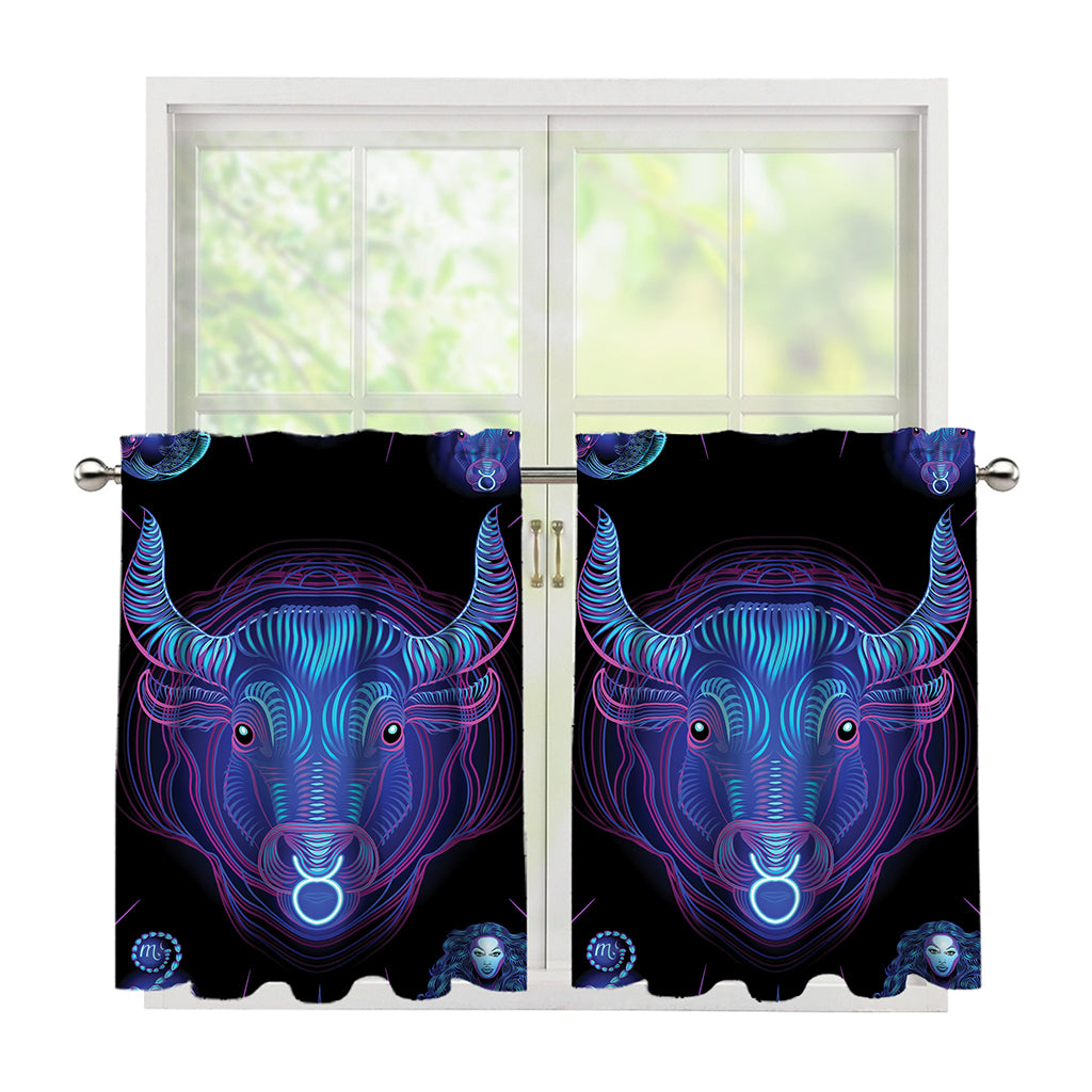 Taurus And Astrological Signs Print Tier Curtains