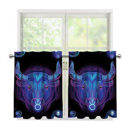 Taurus And Astrological Signs Print Tier Curtains