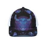 Taurus And Astrological Signs Print White Mesh Trucker Cap