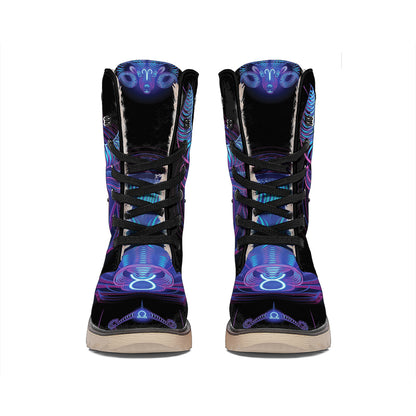 Taurus And Astrological Signs Print Winter Boots
