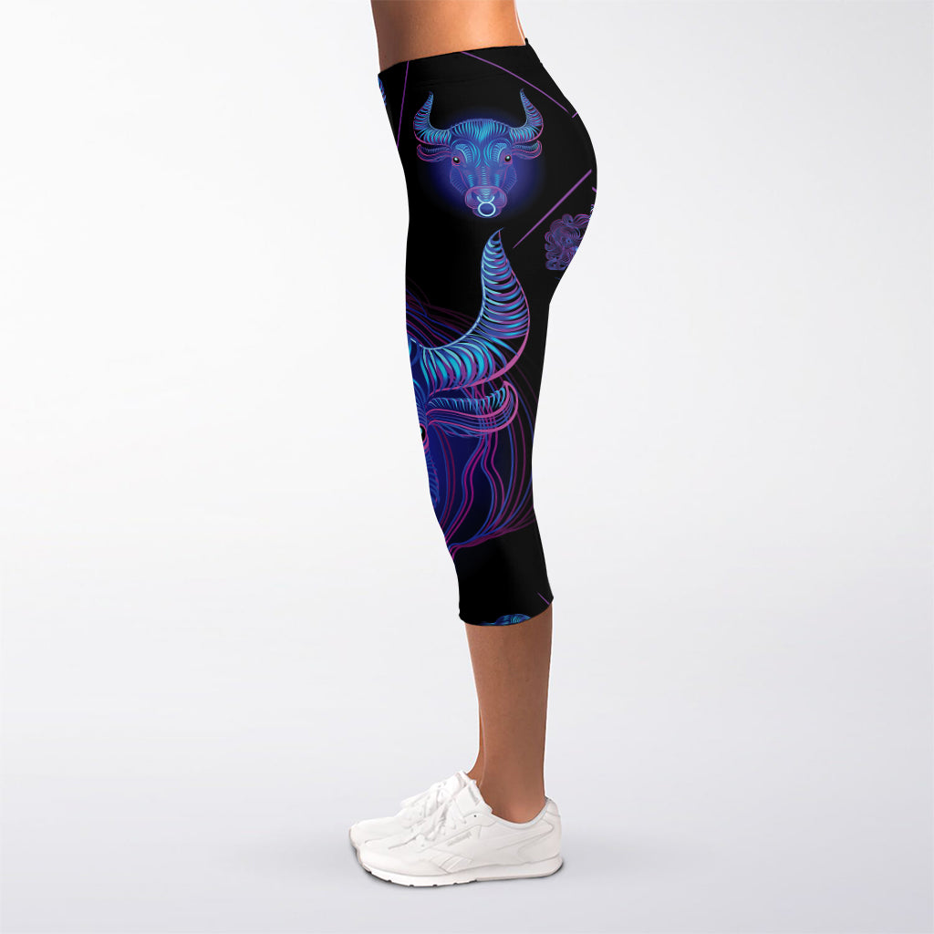 Taurus And Astrological Signs Print Women's Capri Leggings
