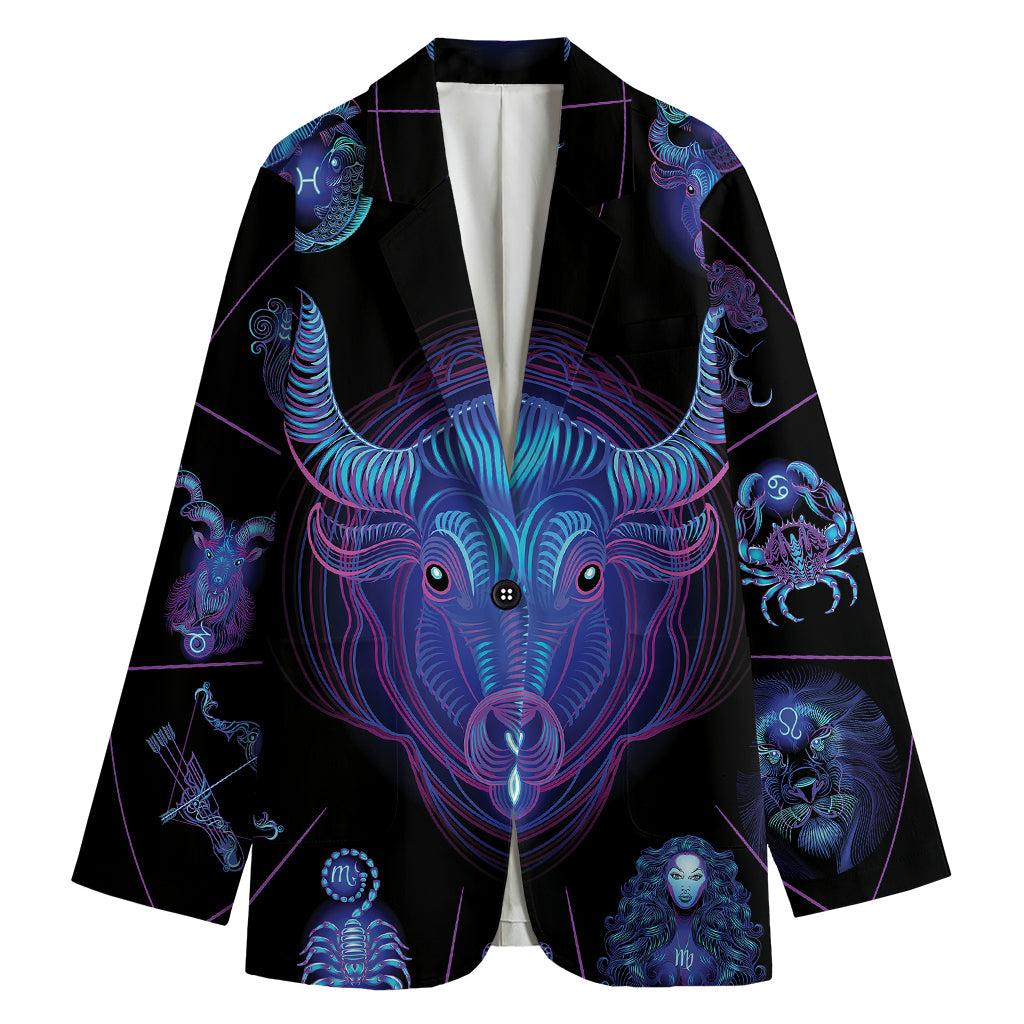 Taurus And Astrological Signs Print Women's Cotton Blazer