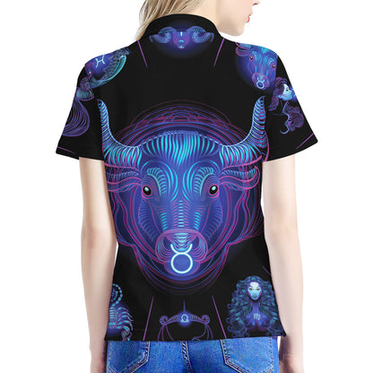 Taurus And Astrological Signs Print Women's Polo Shirt