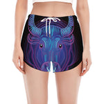 Taurus And Astrological Signs Print Women's Split Running Shorts