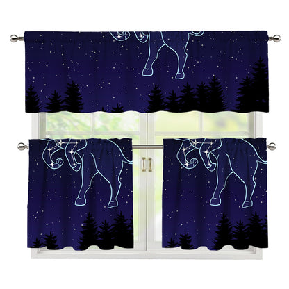 Taurus Constellation Print 3 Piece Kitchen Curtains