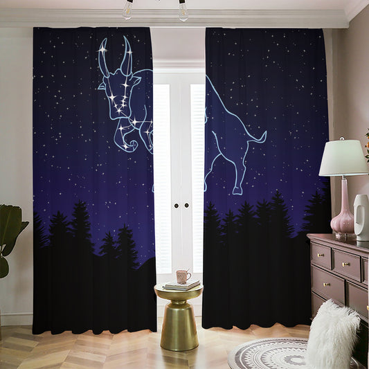 Taurus Constellation Print Blackout Pencil Pleat Curtains