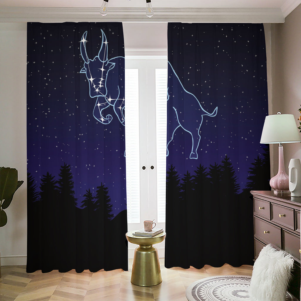 Taurus Constellation Print Blackout Pencil Pleat Curtains