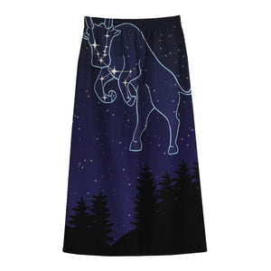 Taurus Constellation Print Cotton Front Slit Maxi Skirt