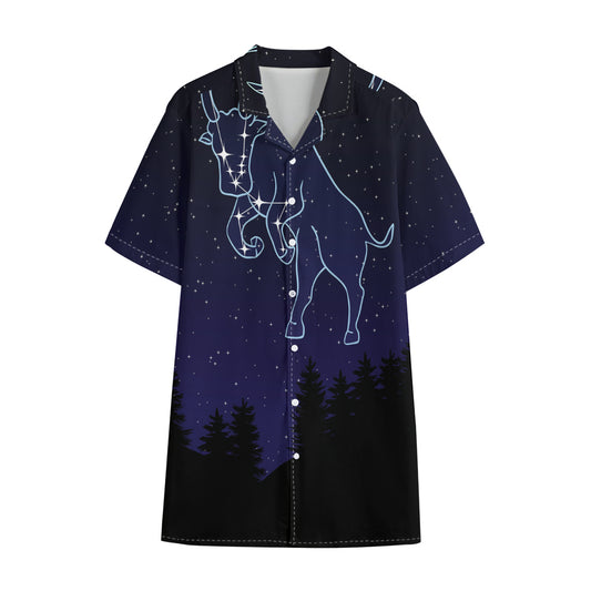 Taurus Constellation Print Cotton Hawaiian Shirt