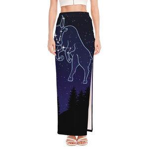 Taurus Constellation Print High Slit Maxi Skirt