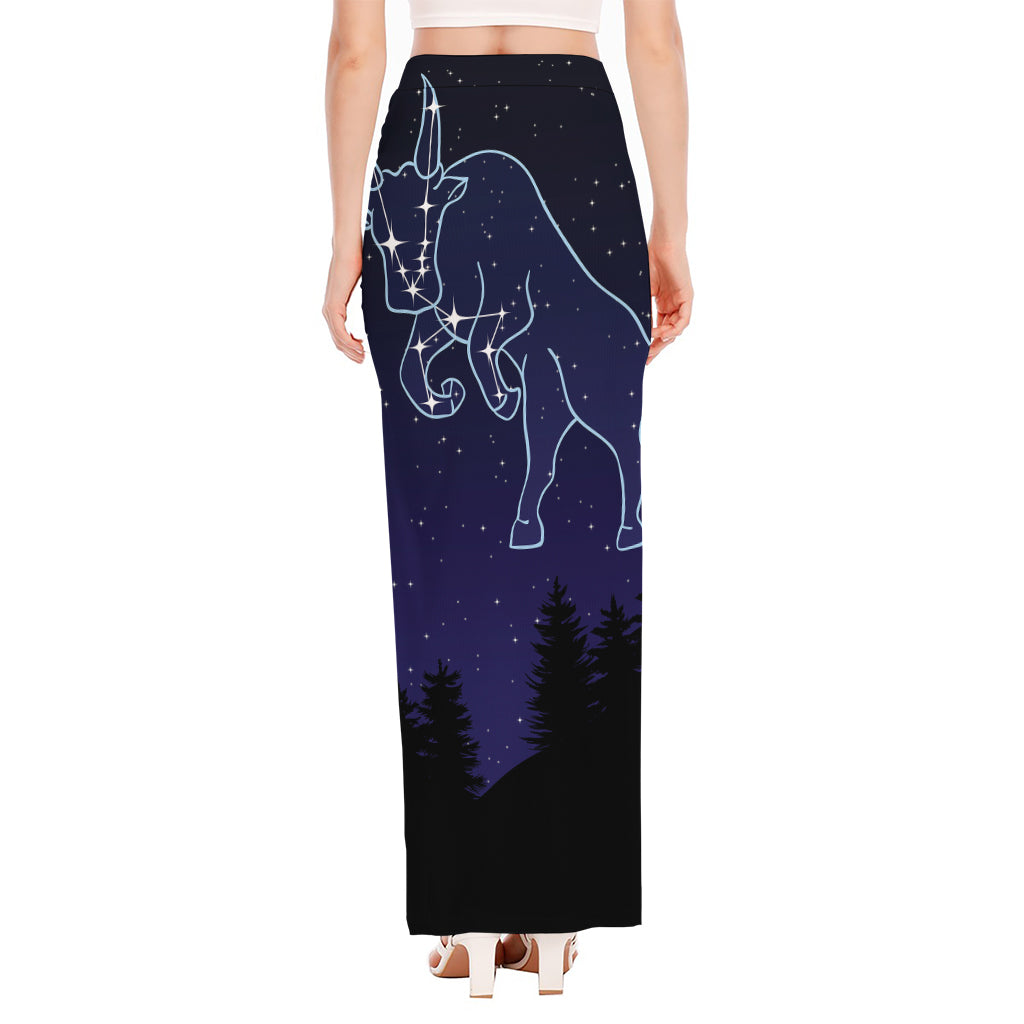 Taurus Constellation Print High Slit Maxi Skirt