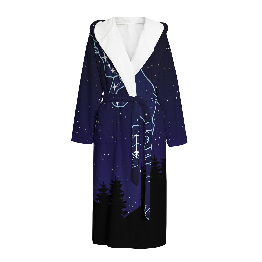 Taurus Constellation Print Hooded Bathrobe