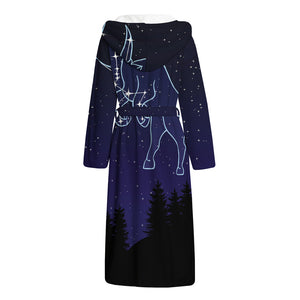 Taurus Constellation Print Hooded Bathrobe