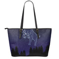 Taurus Constellation Print Leather Tote Bag With Zipper