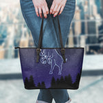Taurus Constellation Print Leather Tote Bag
