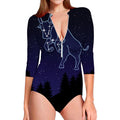 Taurus Constellation Print Long Sleeve Swimsuit