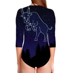 Taurus Constellation Print Long Sleeve Swimsuit