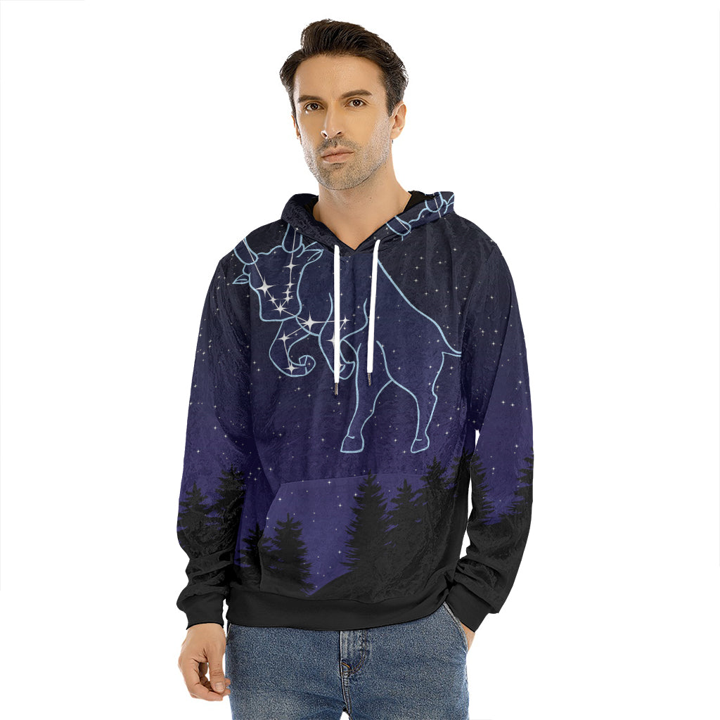 Taurus Constellation Print Men's Velvet Pullover Hoodie