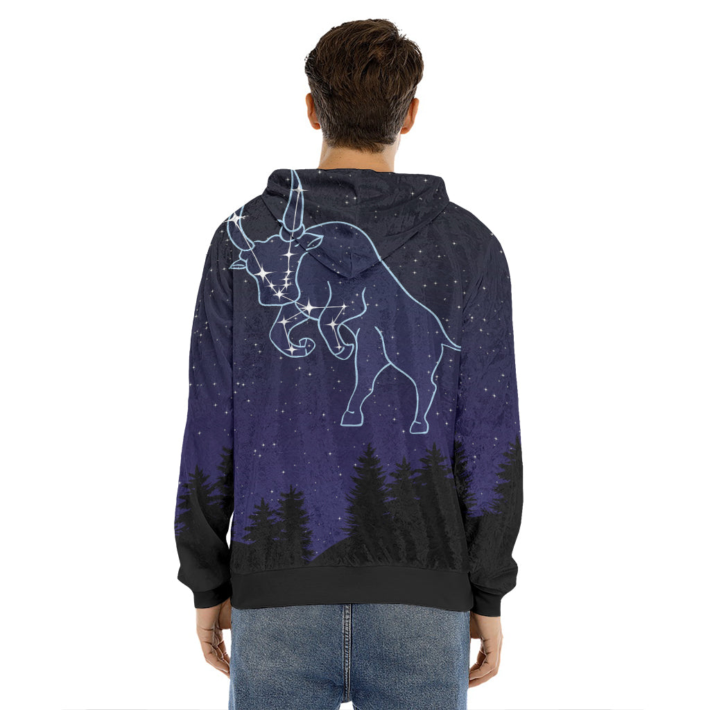 Taurus Constellation Print Men's Velvet Pullover Hoodie