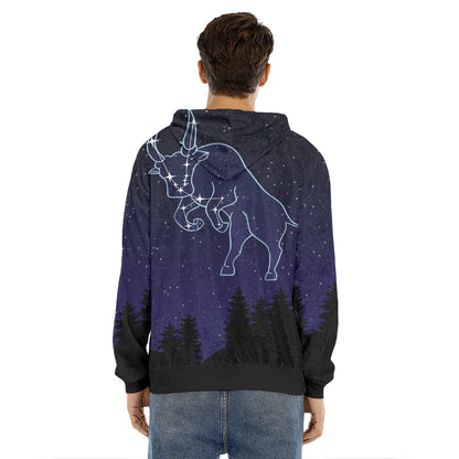 Taurus Constellation Print Men's Velvet Pullover Hoodie