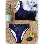 Taurus Constellation Print One Shoulder Bikini Top