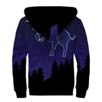 Taurus Constellation Print Sherpa Lined Zip Up Hoodie