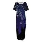 Taurus Constellation Print Short Sleeve Long Nightdress