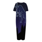 Taurus Constellation Print Short Sleeve Long Nightdress