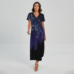 Taurus Constellation Print Short Sleeve Maxi Dress