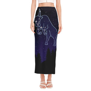 Taurus Constellation Print Side Slit Maxi Skirt