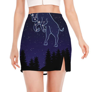 Taurus Constellation Print Side Slit Mini Skirt