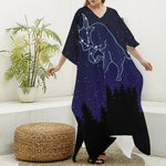 Taurus Constellation Print Silk V-Neck Kaftan Dress