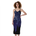 Taurus Constellation Print Slim Fit Midi Cami Dress