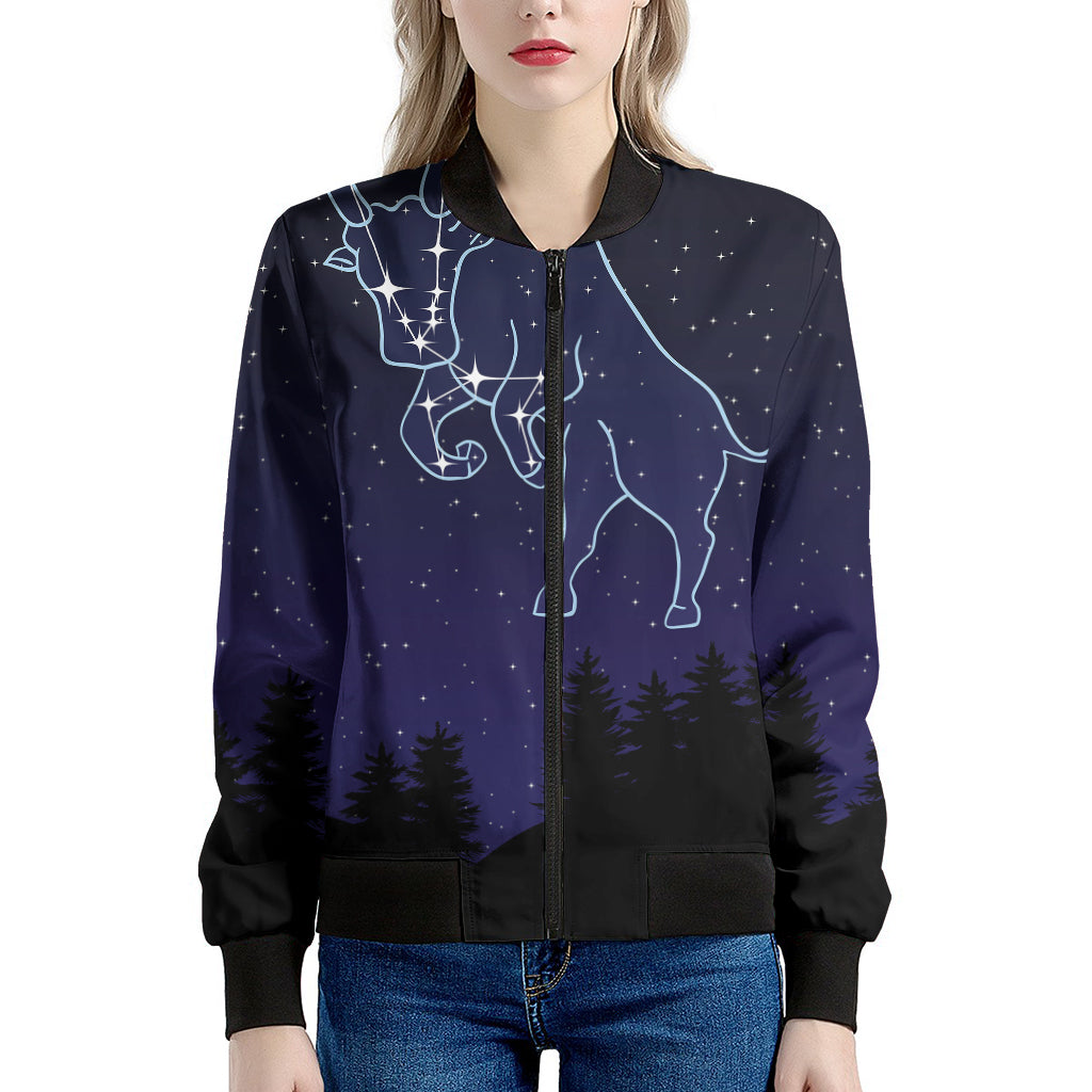 Taurus Constellation Print Women's Bomber Jacket