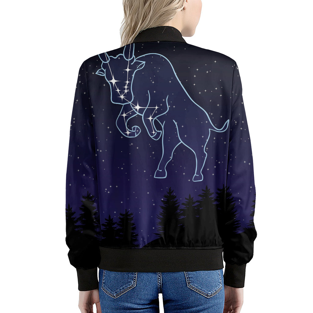 Taurus Constellation Print Women's Bomber Jacket