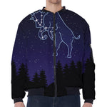Taurus Constellation Print Zip Sleeve Bomber Jacket