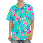 Teal Aloha Tropical Pattern Print Aloha Shirt