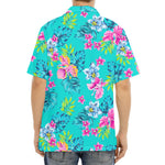 Teal Aloha Tropical Pattern Print Aloha Shirt