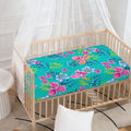 Teal Aloha Tropical Pattern Print Baby Crib Sheet
