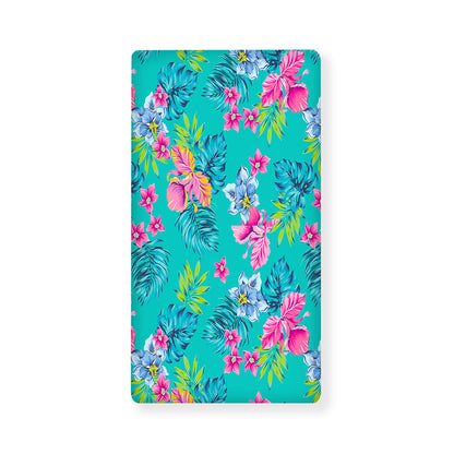Teal Aloha Tropical Pattern Print Baby Crib Sheet