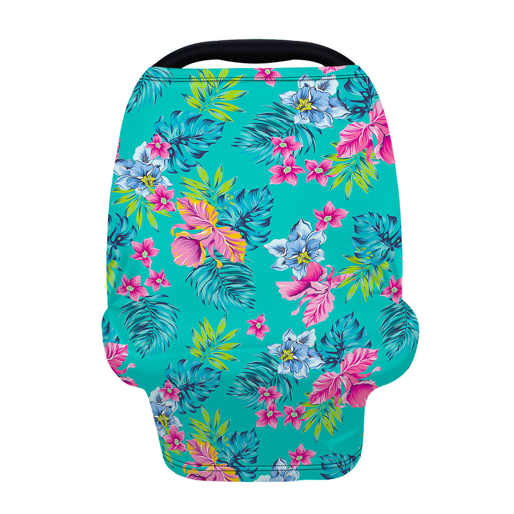 Teal Aloha Tropical Pattern Print Baby Seat Cover