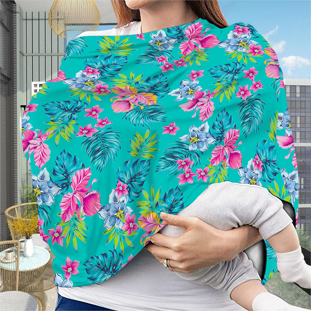 Teal Aloha Tropical Pattern Print Baby Seat Cover