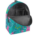 Teal Aloha Tropical Pattern Print Backpack