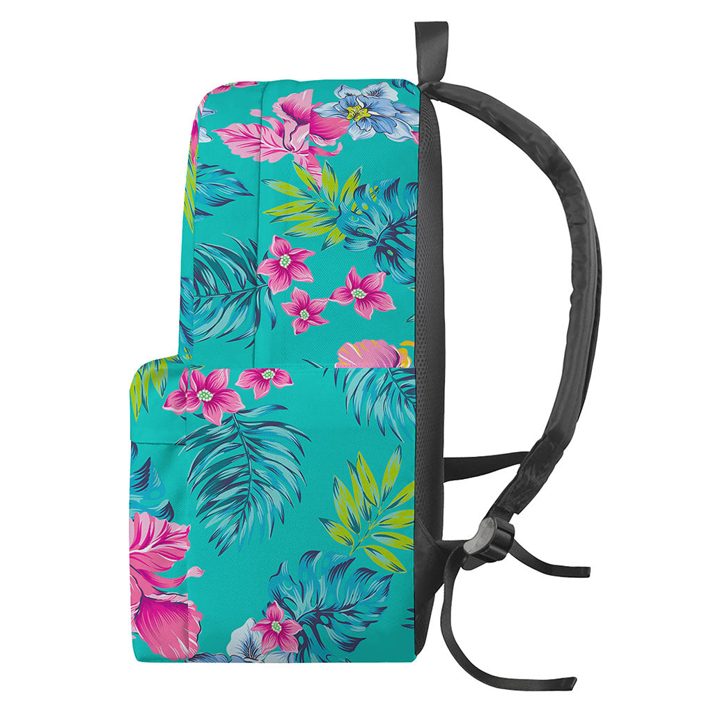 Teal Aloha Tropical Pattern Print Backpack